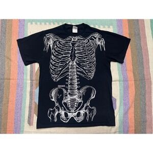 Leslie Arwin 1978 Skeleton Anatomy Graphic T Shirt Black Fruit of the Loom